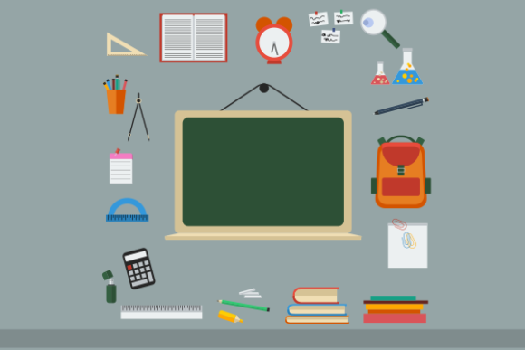 Back to School Equipment Icons Set