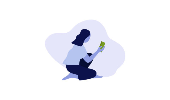 Flat Illustration Girl Reading a Book Graphics