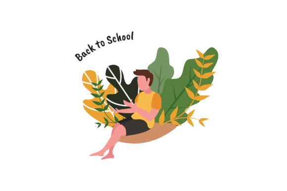 Flat Illustration Kid Sitting Graphics