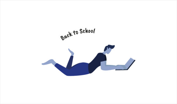 Flat Illustration Kid with Laptop Graphics