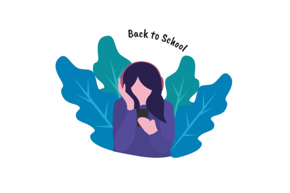 Flat Illustration Listening Music Graphics and Illustrations