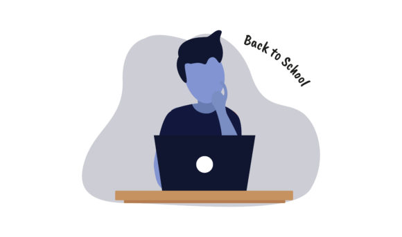 Flat Illustration Man Study at Home Graphics