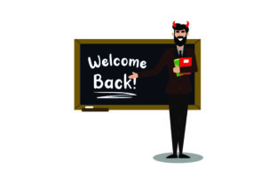 Smiling Teacher with Devil Horns - Crafts & School